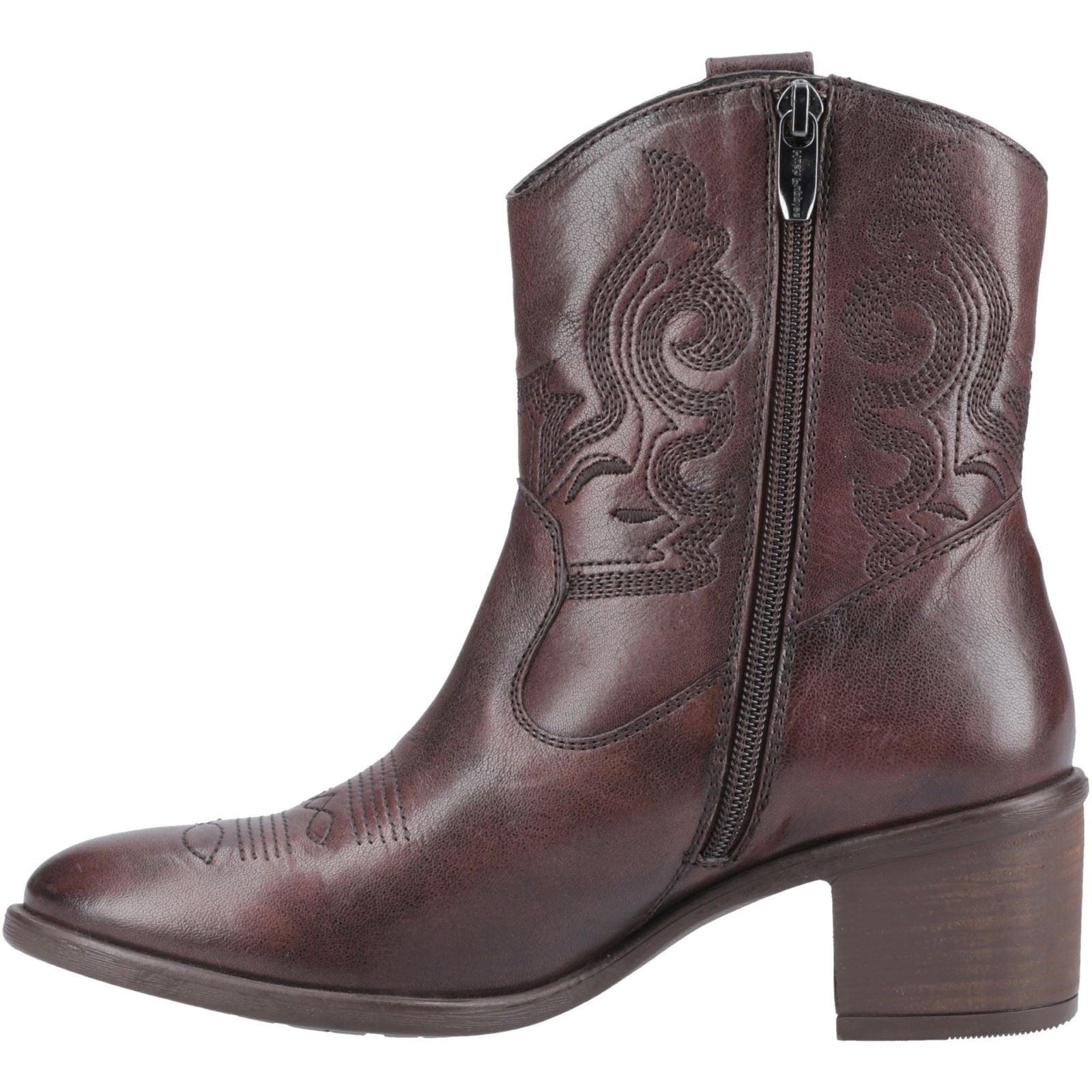 Hush Puppies Wynn Bottes À Talons En Cuir Pour Femmes Couleur Chocolat