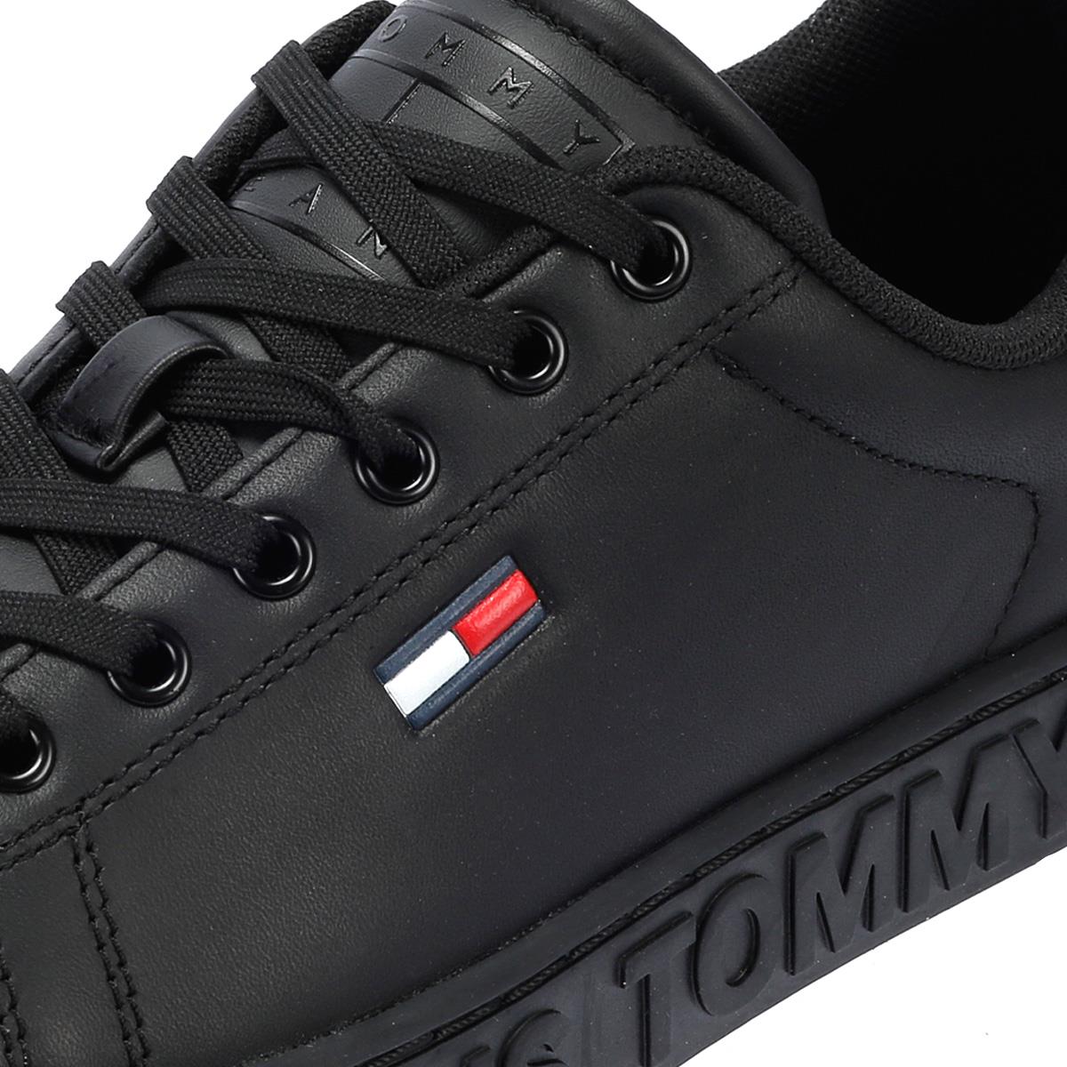 Tommy Hilfiger Cool Sneaker Baskets En Cuir Noir Pour Femmes