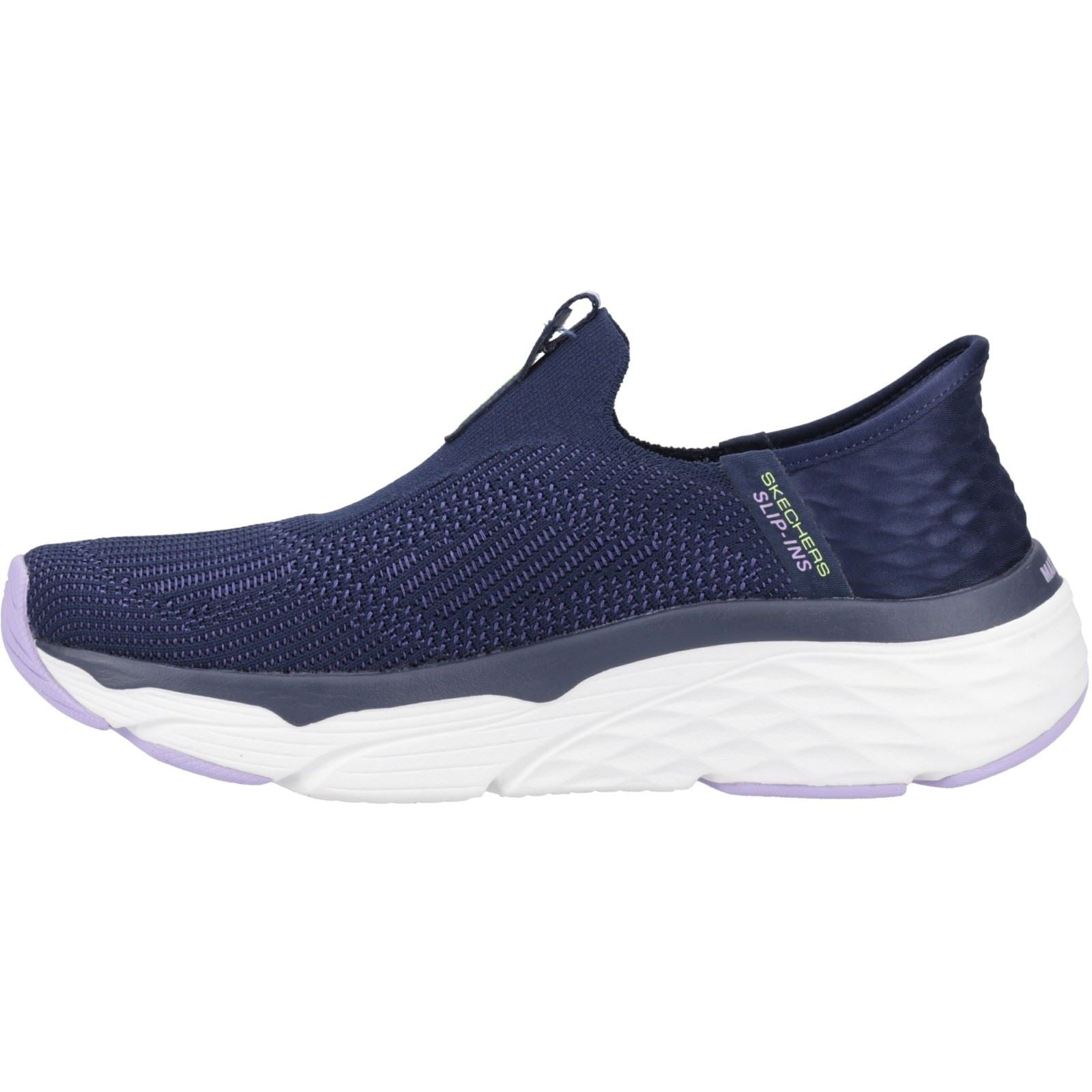 Skechers Max Cushioning Smooth Baskets Femme En Toile Bleu Marine/Lavande