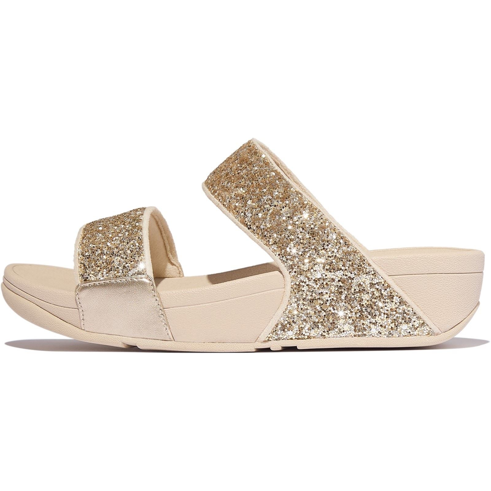 Fitflop Lulu 2 Bar Glitter Sandales En Polyuréthane Femmes Platino/Argent