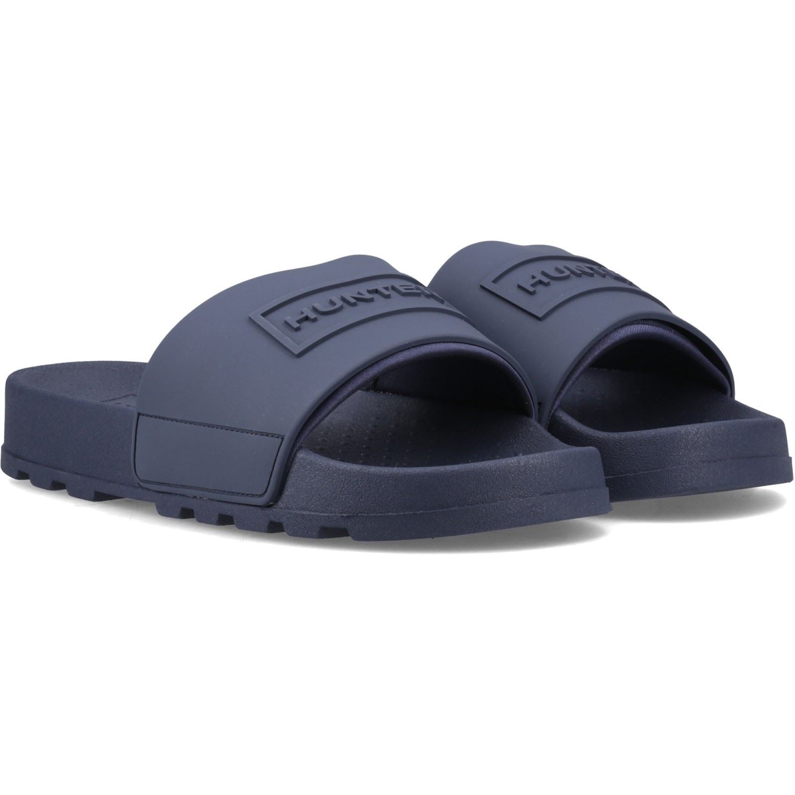Hunter Core Embossed Slider Slides En Polyester Bleu Marine
