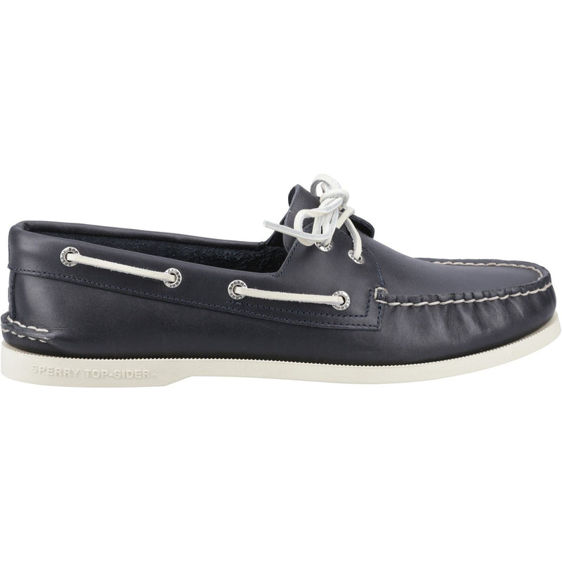 Sperry Authentic 2 Eye Chaussures Bateau Pour Hommes En Cuir Bleu Marine