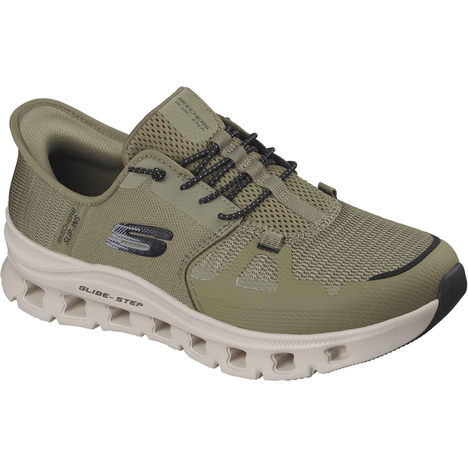 Skechers Glide-Step Pro Baskets Noires/Olives En Textile Pour Hommes