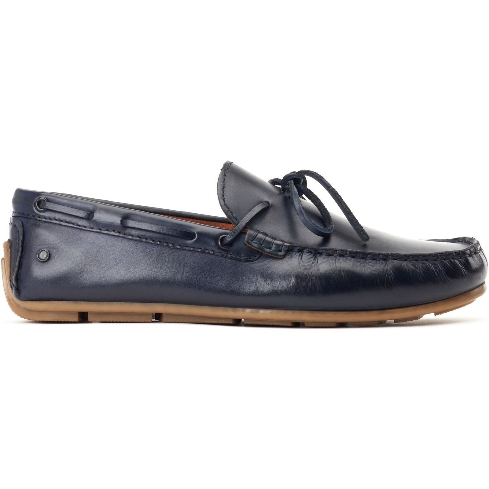 Base London Brooks Mocassins En Cuir Pour Hommes Bleu Marine