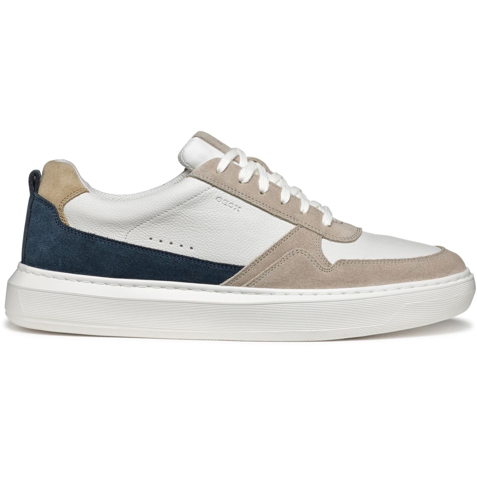 Geox U DEIVEN Chaussures De Sport Pour Homme En Cuir/Suède Couleur Sable/Blanche