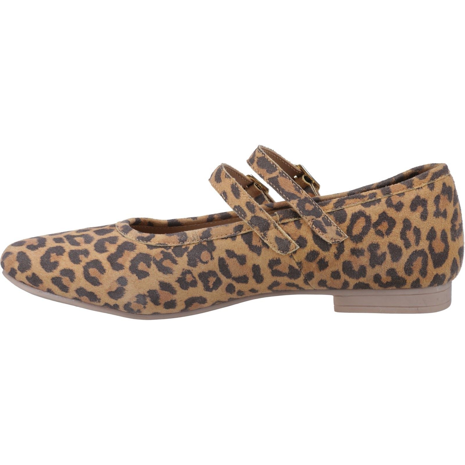 Hush Puppies Nancy Mary Jane Chaussures Plates Léopard Pour Femmes En Cuir
