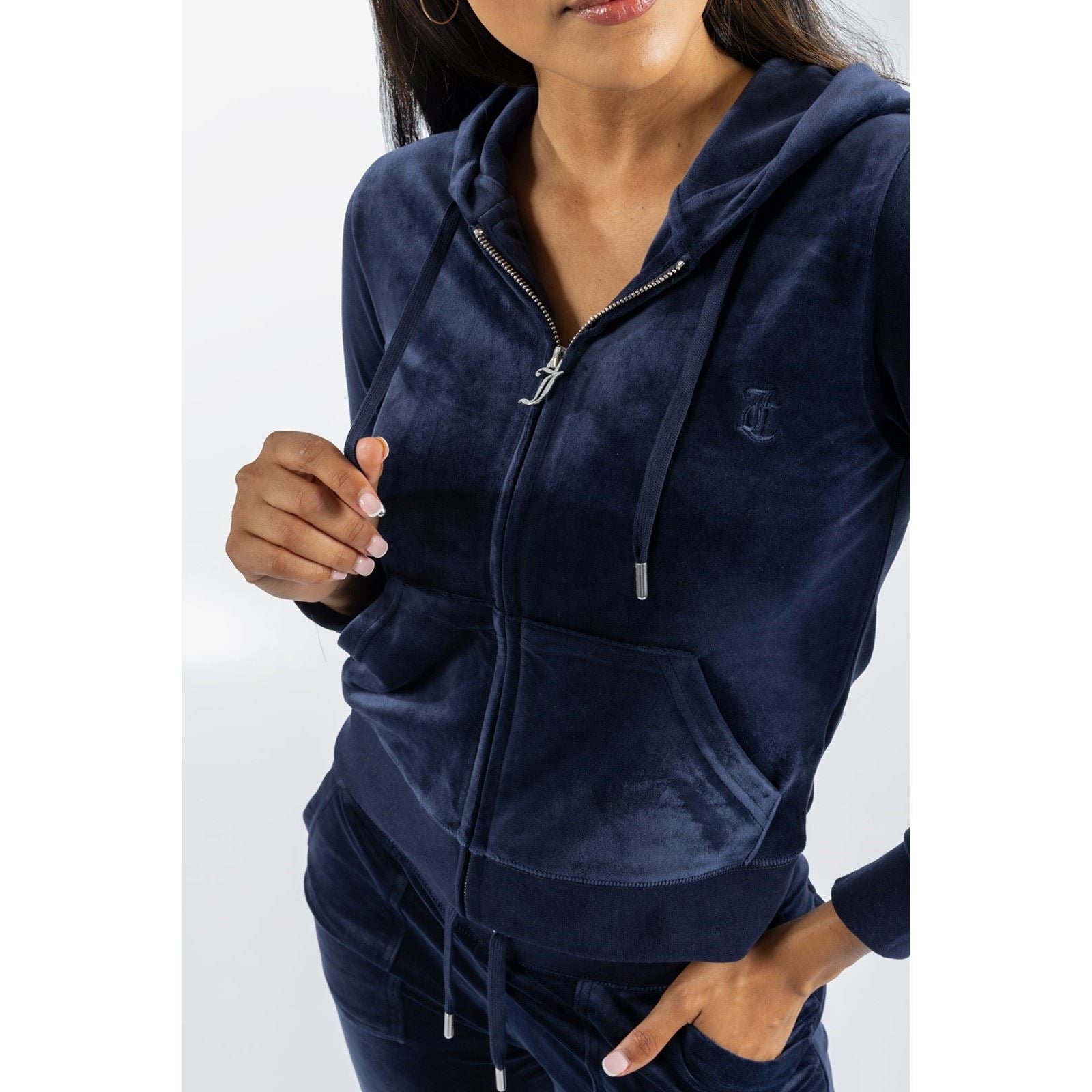Juicy Couture Robertson Classic Jacket Sweat À Capuche Bleu En Polyester Pour Femmes