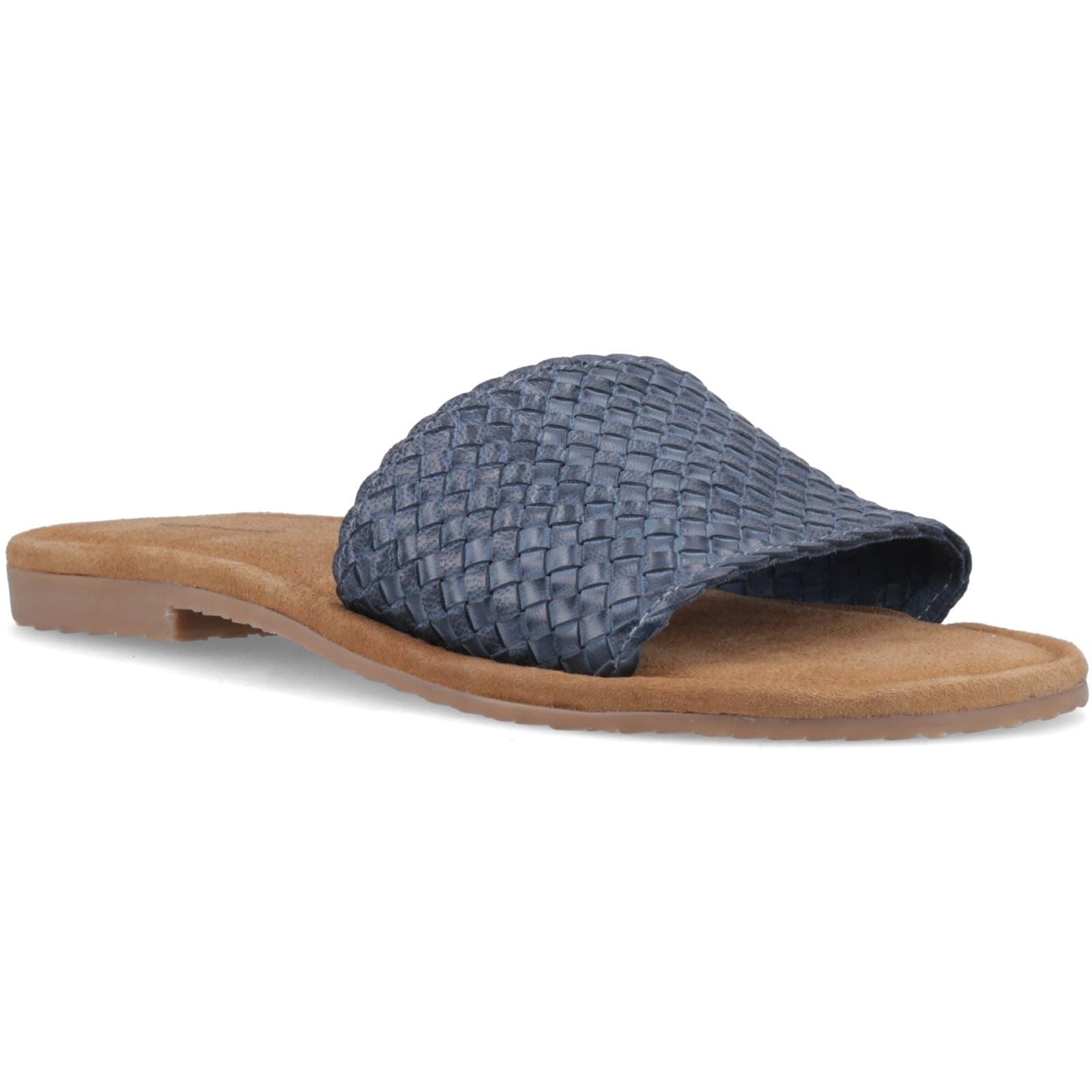 Hush Puppies Hetty Slide Sandales En Cuir Femme Navy Ajustées