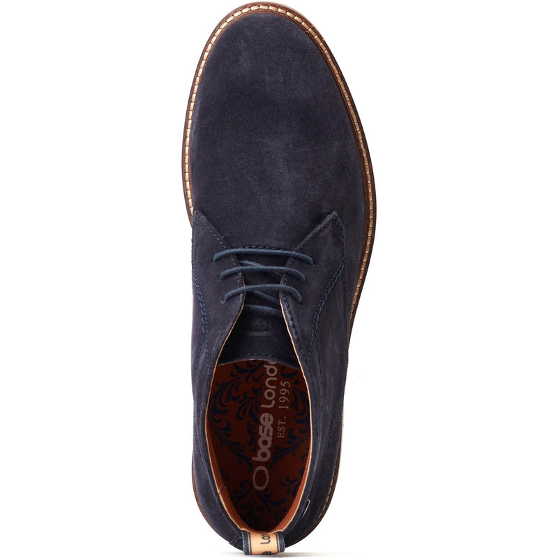 Base London Knebworth Chaussures Bleu Marine En Cuir Pour Hommes
