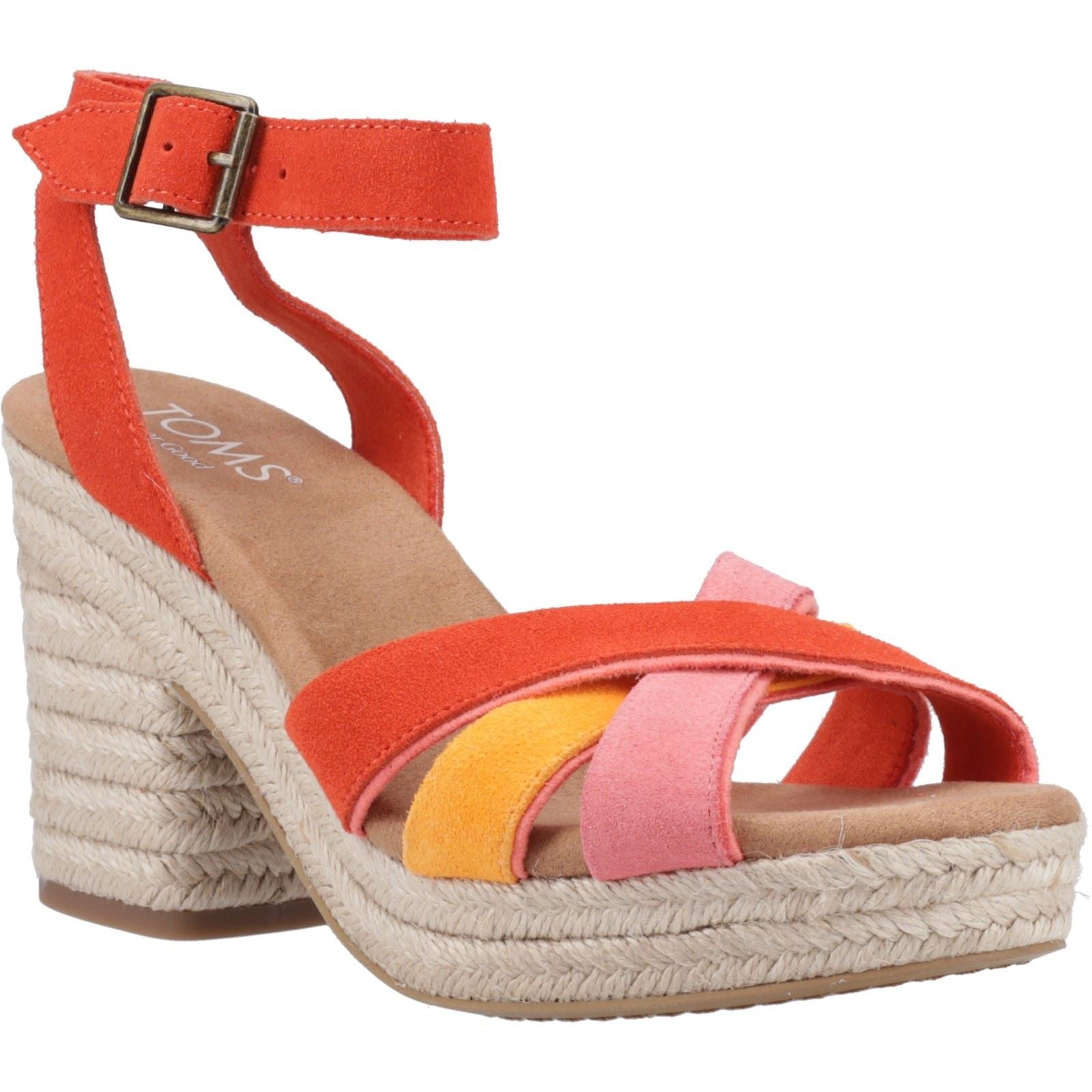 TOMS Majorca Strappy Sandales Pour Femmes En Cuir Avec Motif Flamme