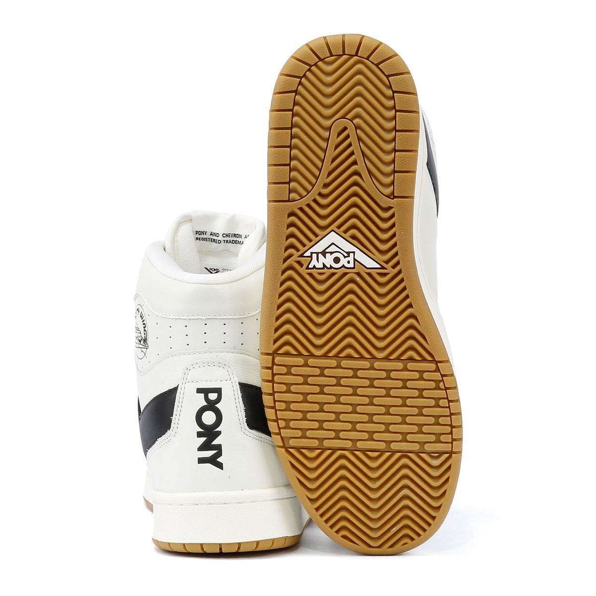 Pony City Wings Hi Des Baskets En Cuir Blanches/Noires