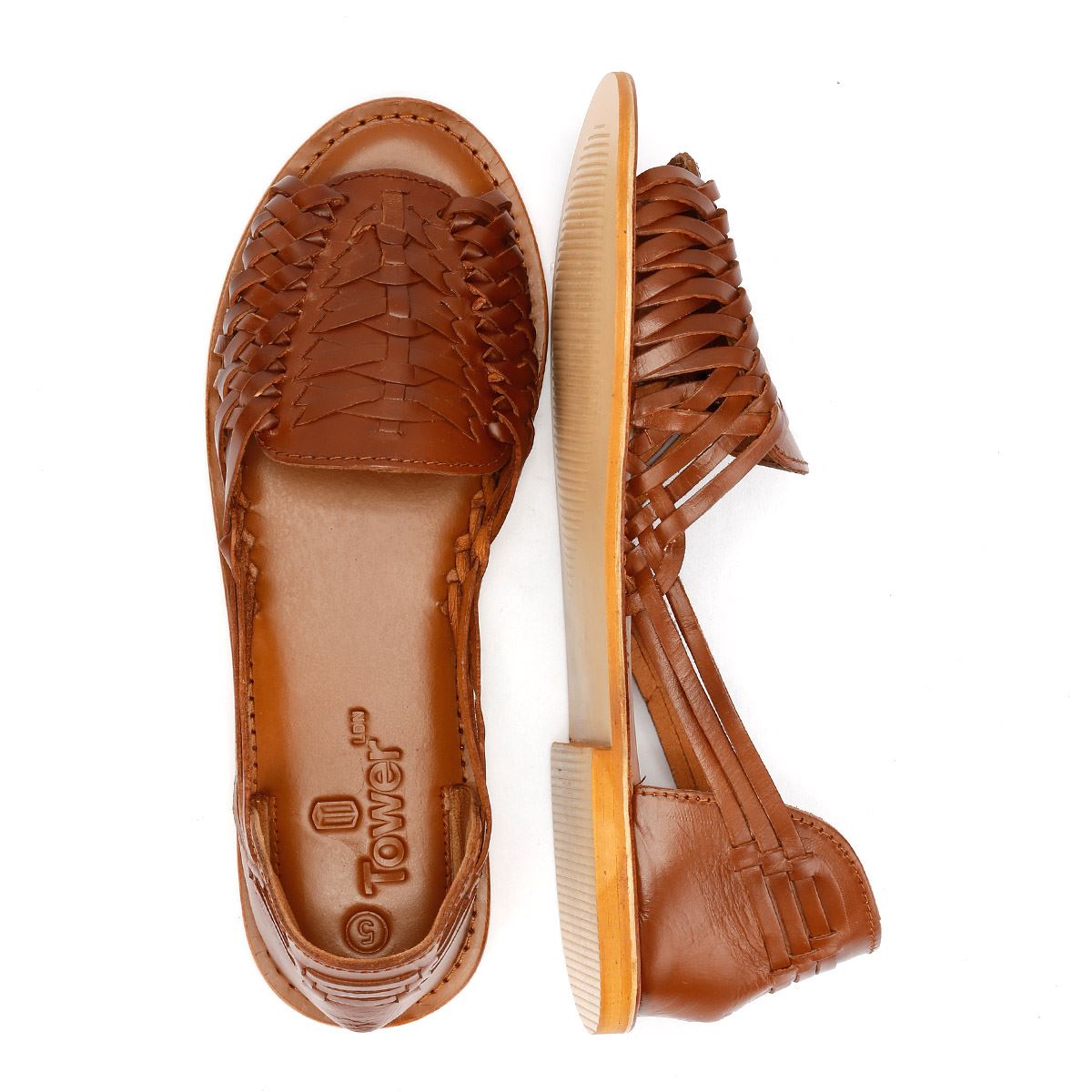Tower London Hurache Sandales En Cuir Pour Femmes, Marron