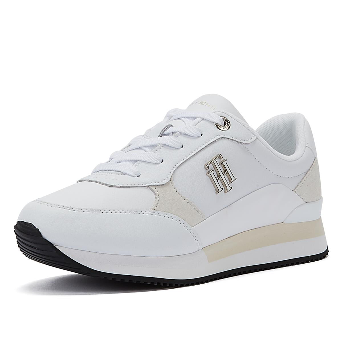 Tommy Hilfiger TH Emboss Metallic Sneaker Womens White/Gold Trainer