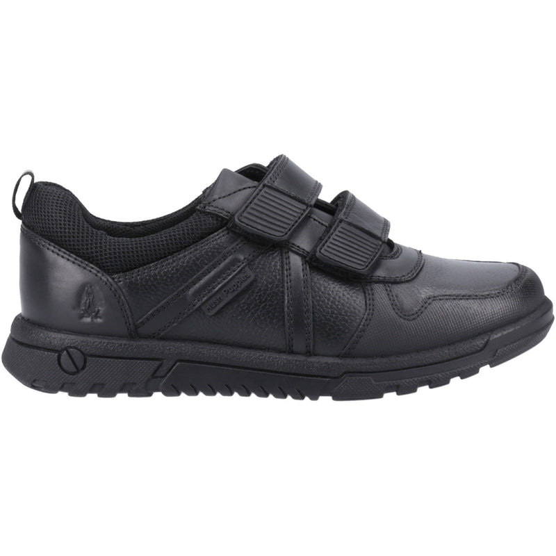 Hush Puppies Spencer Junior Chaussures Noires Pour Garçons En Cuir.