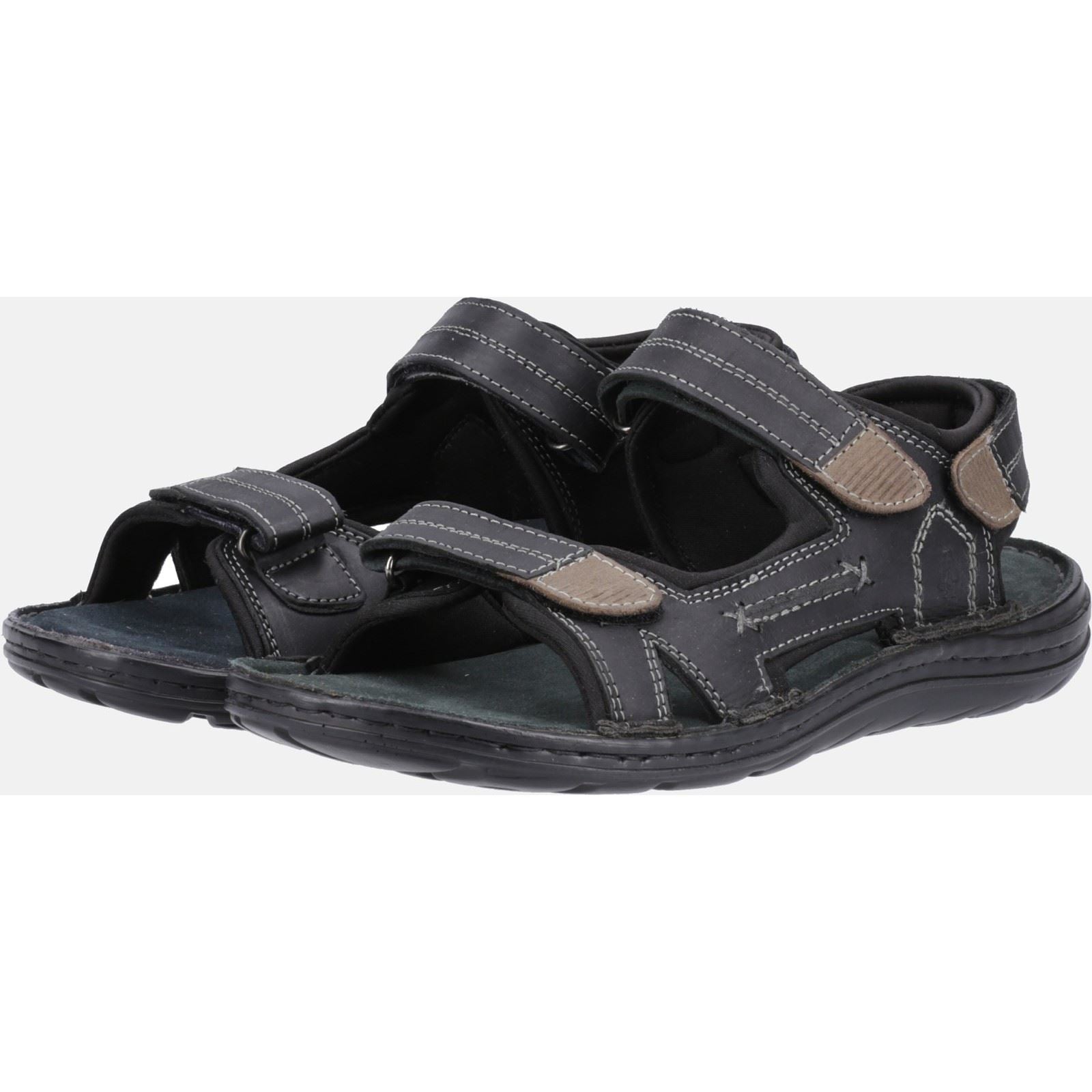 Hush Puppies Alistair Sandales Noires Pour Hommes En Cuir