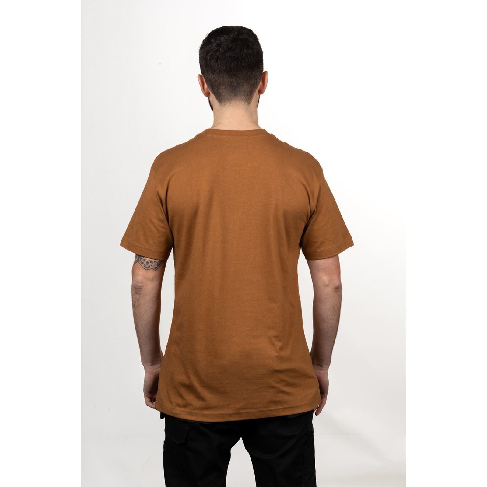 Caterpillar Trademark Logo T-Shirts En Coton Pour Hommes À Manches Courtes Bronze