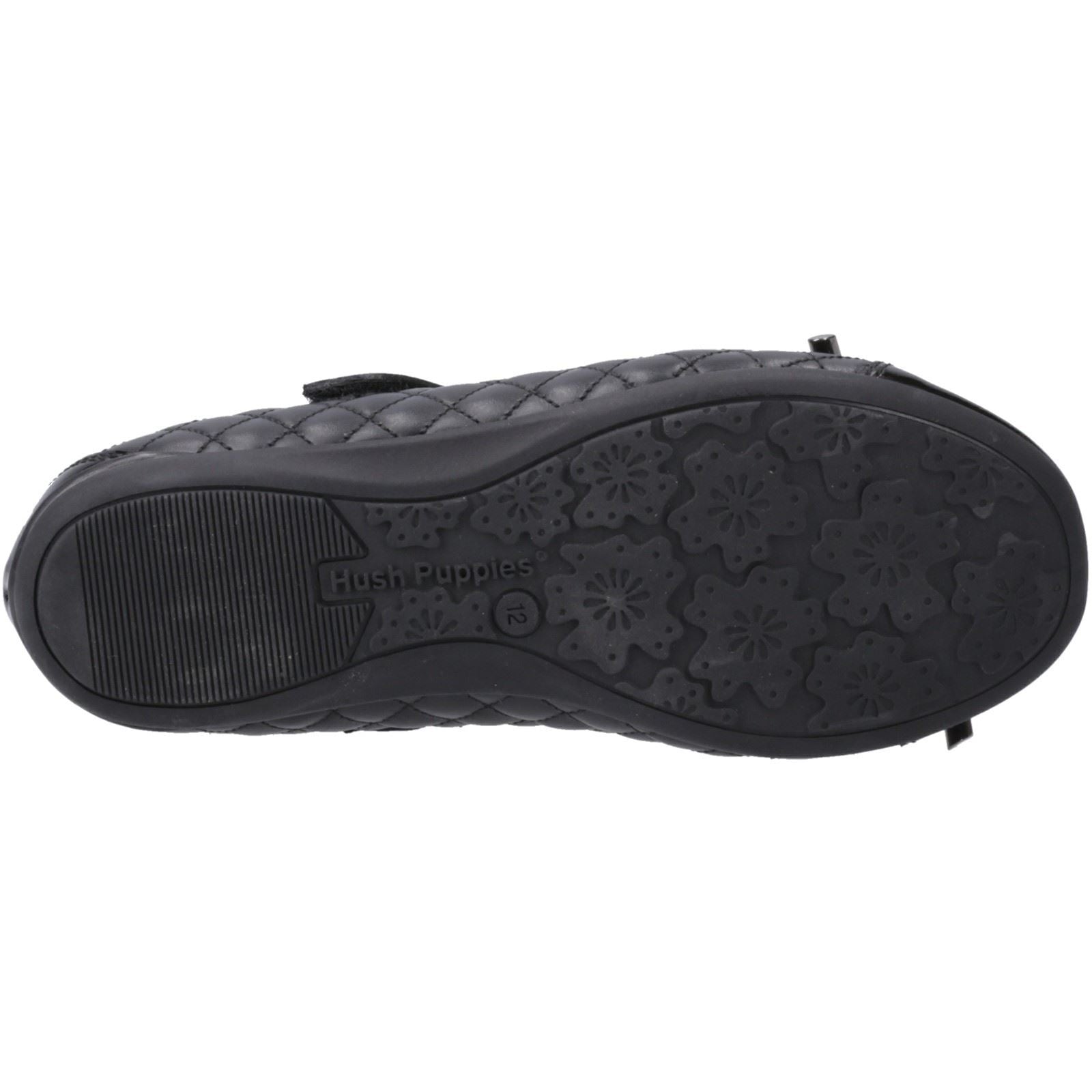 Hush Puppies Lottie Chaussures Plates De Ballet Noires Pour Filles En Cuir