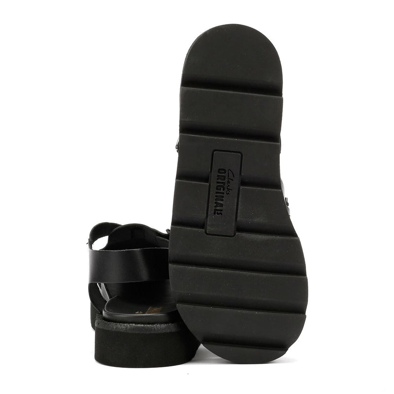 Clarks Originals Meadow Buckle Sandales Noires Pour Femmes En Cuir