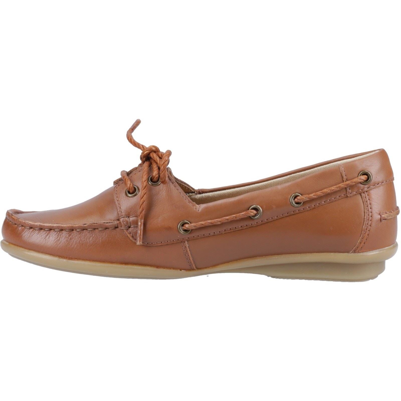 Hush Puppies Irene Chaussures Bateau Pour Femmes En Cuir De Couleur Marron