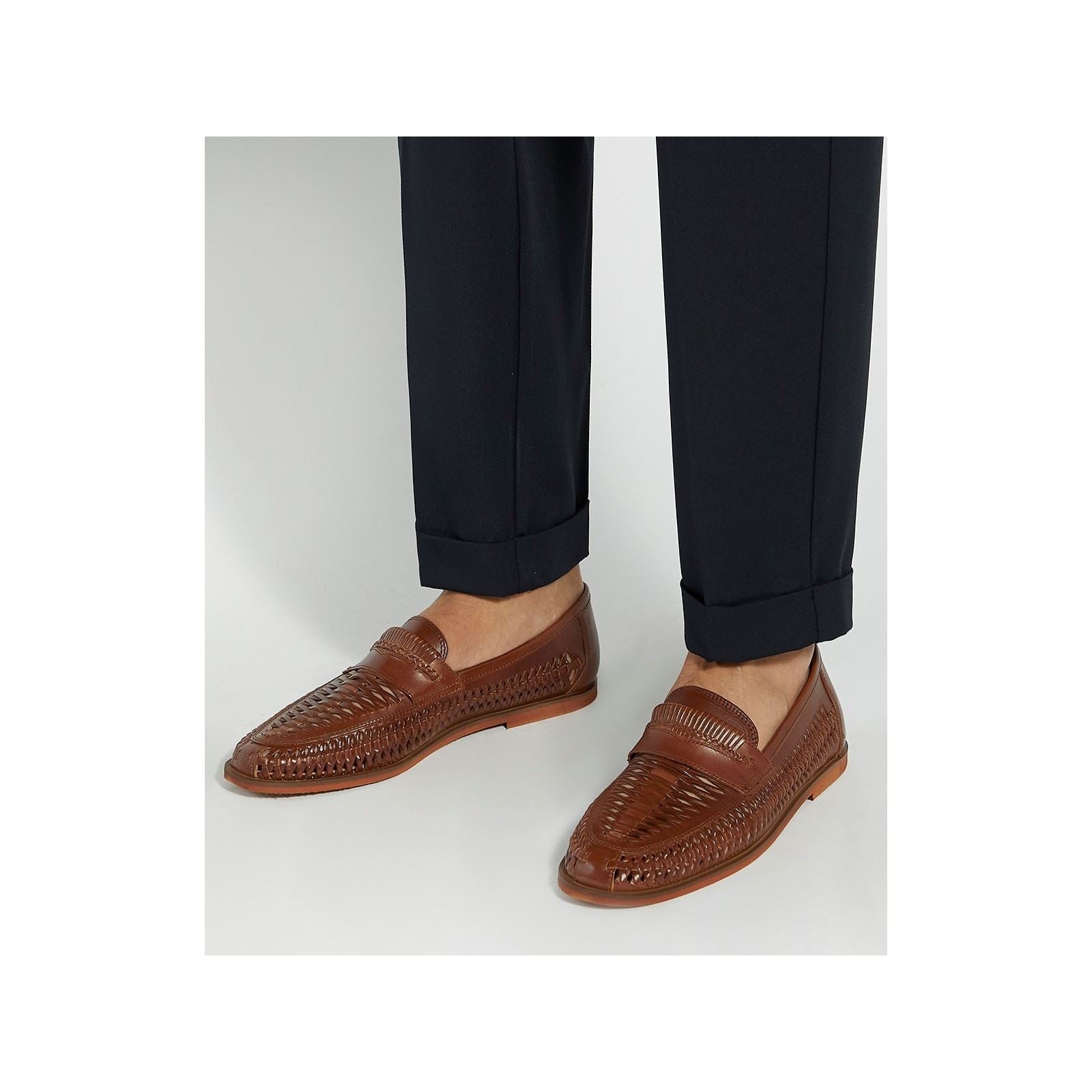 Dune Brickles Mocassins Pour Hommes En Cuir Couleur Fauve