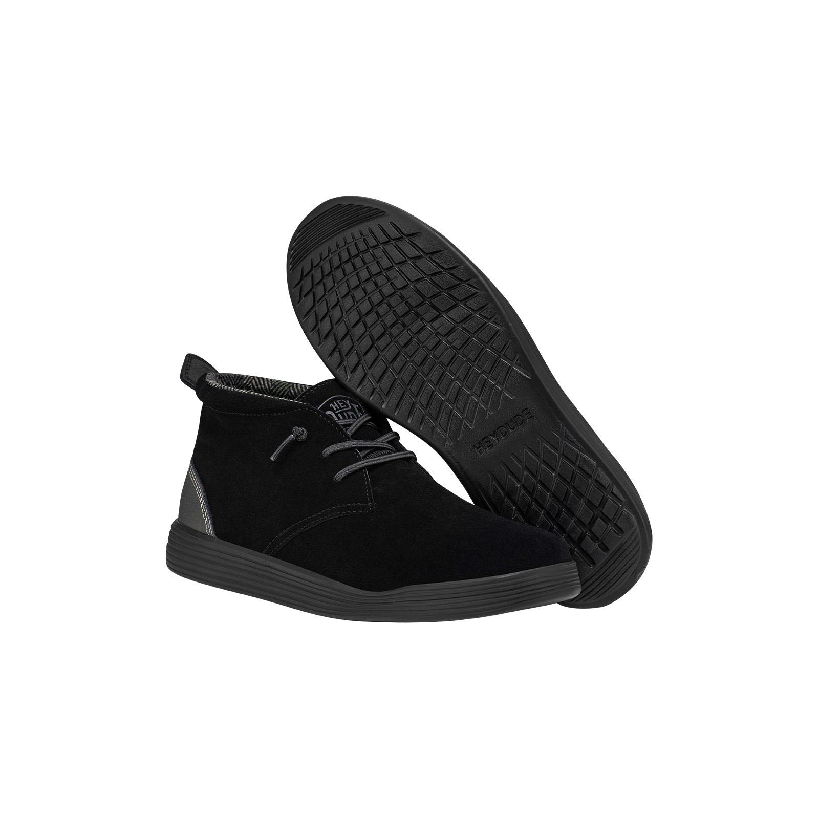 HEYDUDE Jo Bottes Noires En Daim Pour Homme