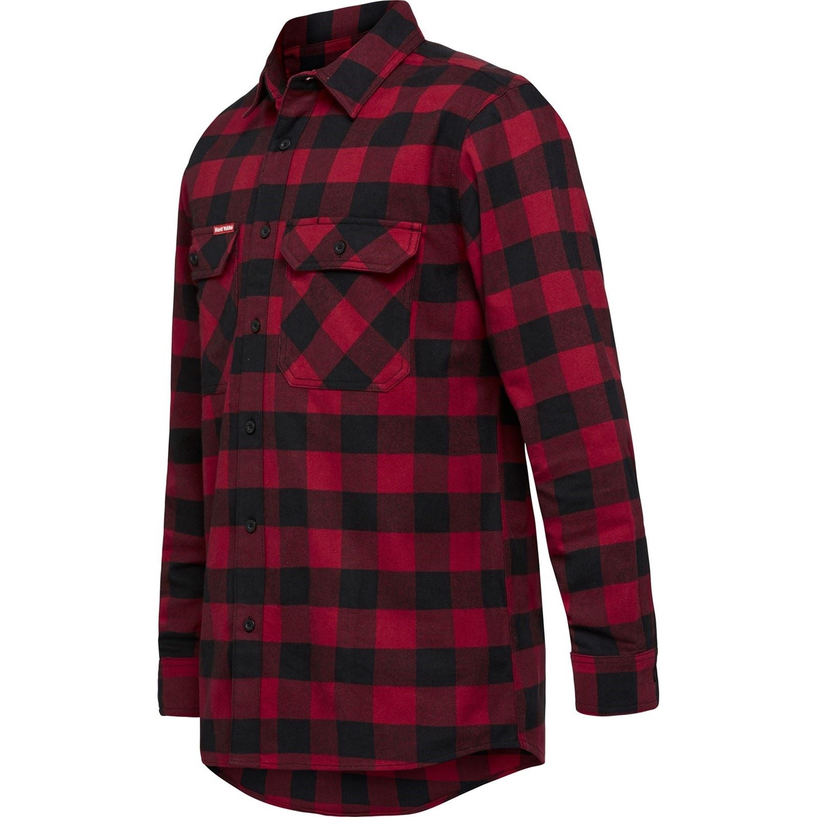 Hard Yakka Long Sleeve Check Flannel Chemise Décontractée Rouge En Coton Pour Homme