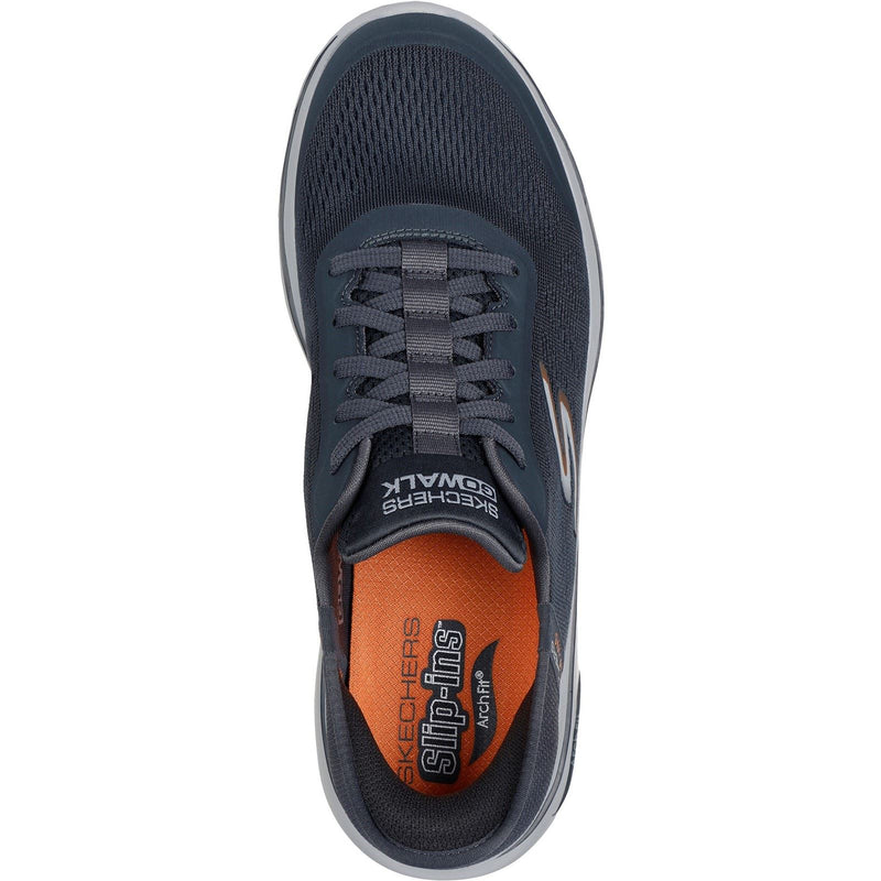 Skechers Arch Fit 2.0 Simplicity 2 Sneakers En Toile Pour Hommes, Couleur Charbon/Orange