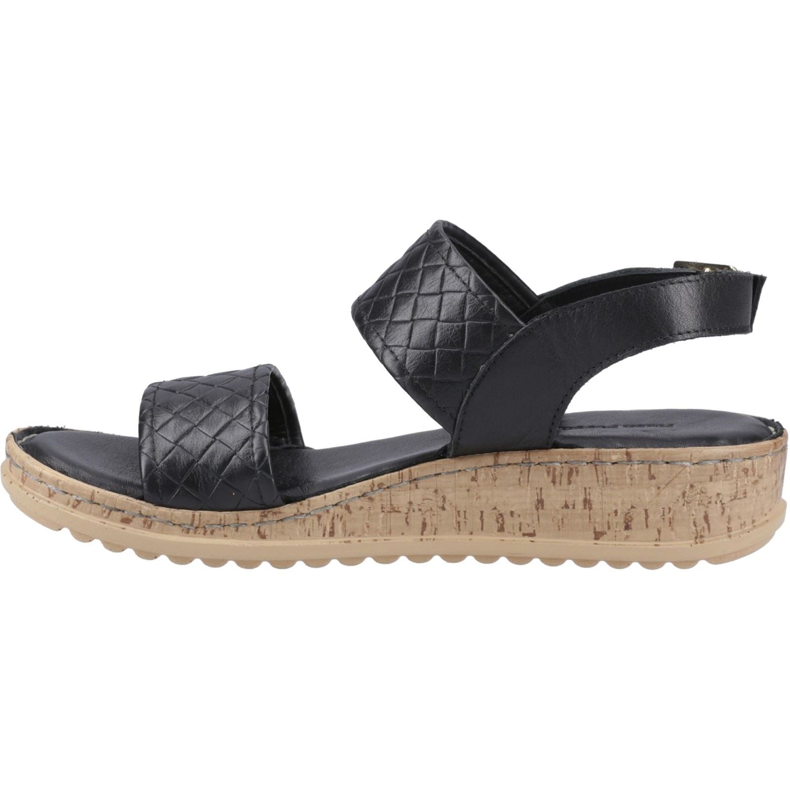 Hush Puppies Ebony Woven Sandales Noires Pour Femmes En Cuir