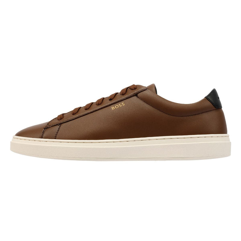 Boss Kieran Tennis Baskets En Cuir Marron Pour Hommes