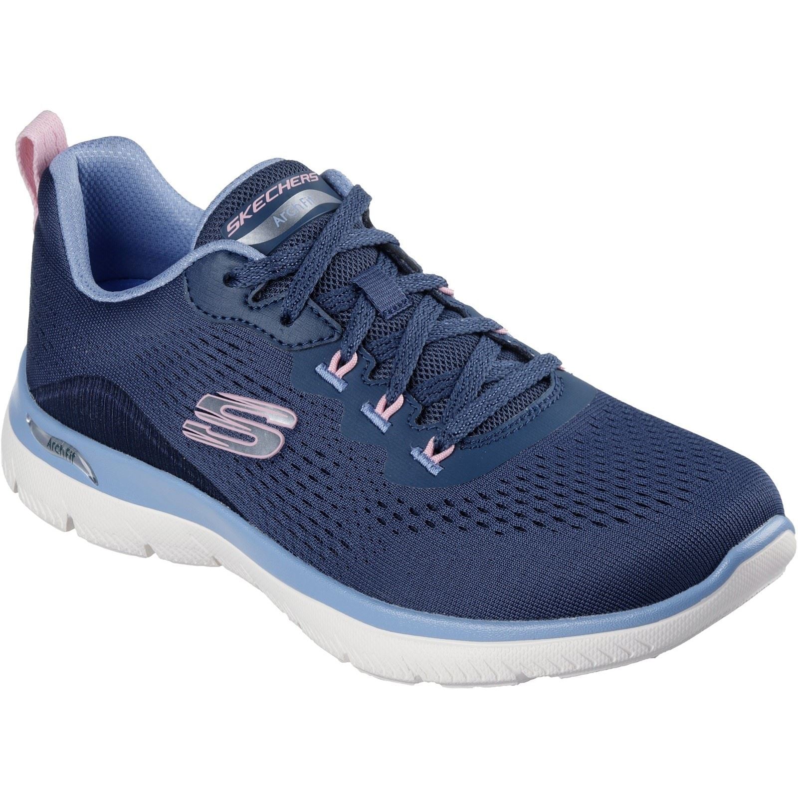 Skechers Arch Fit Summits Baskets En Polyester Pour Femmes Bleu Marine/Bleu Clair