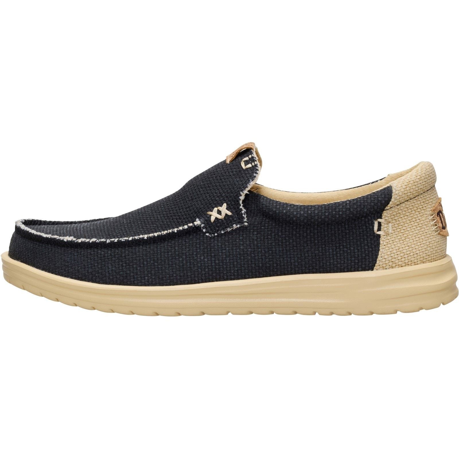 HEYDUDE Mikka Braided Mocassins Noirs/Beige Boulder En Textile Pour Hommes