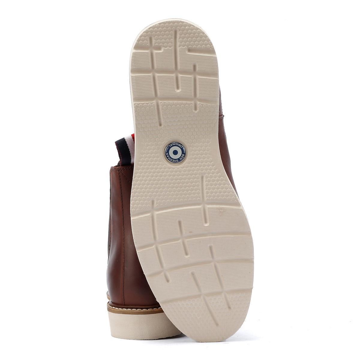 Ben Sherman Hampton Chelsea Bottes Rouges En Cuir Pour Hommes
