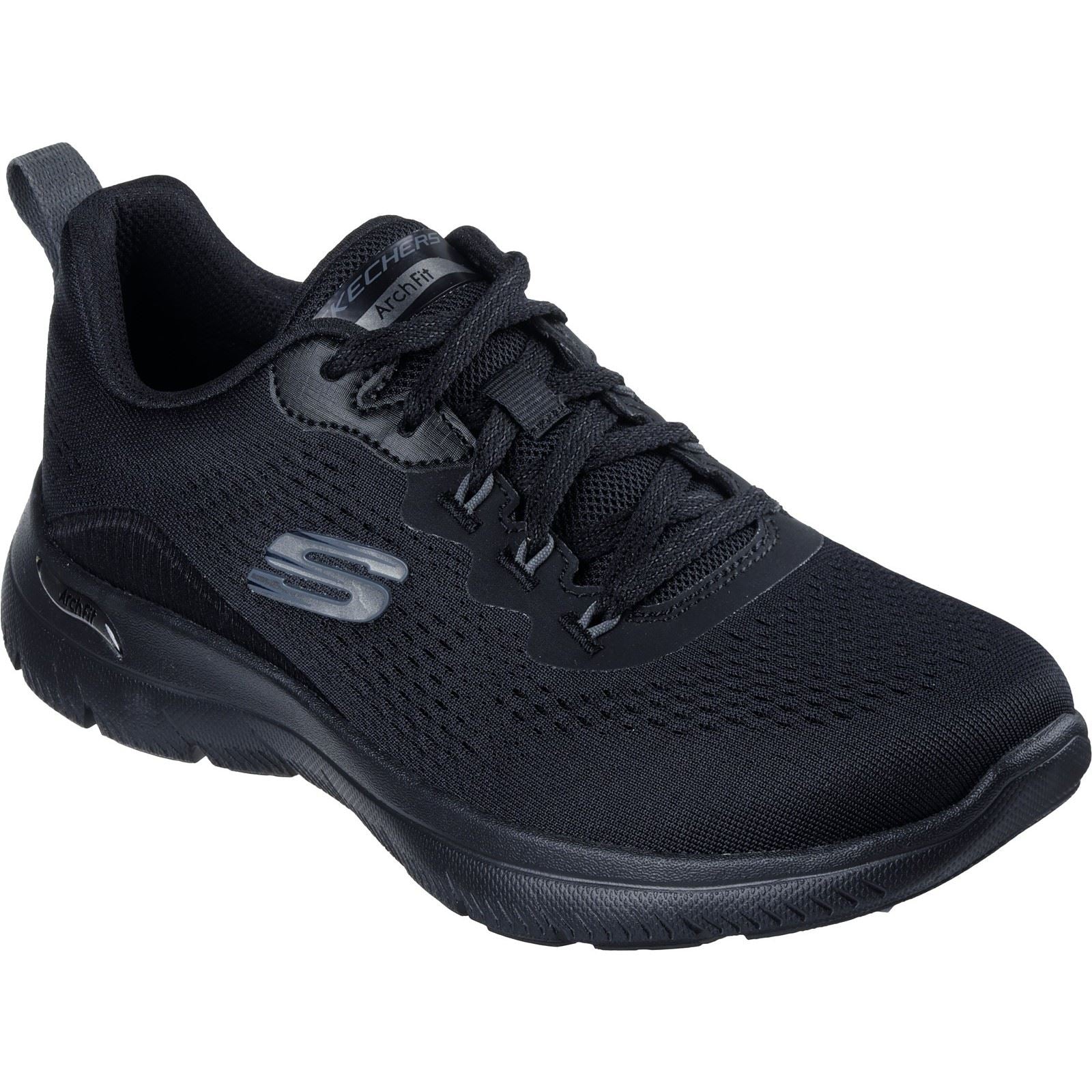 Skechers Arch Fit Summits Baskets Noires En Polyester Pour Femmes