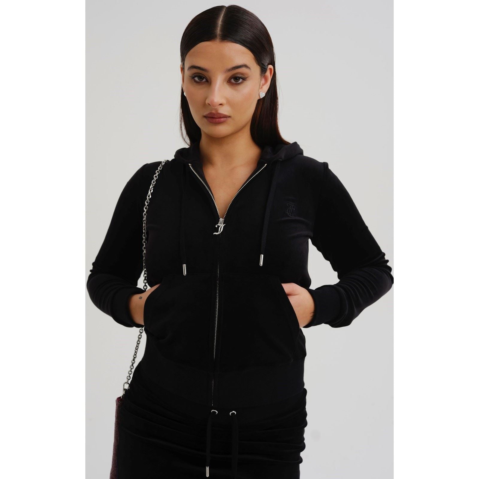 Juicy Couture Robertson Classic Jacket Sweat À Capuche Noir En Polyester Pour Femme