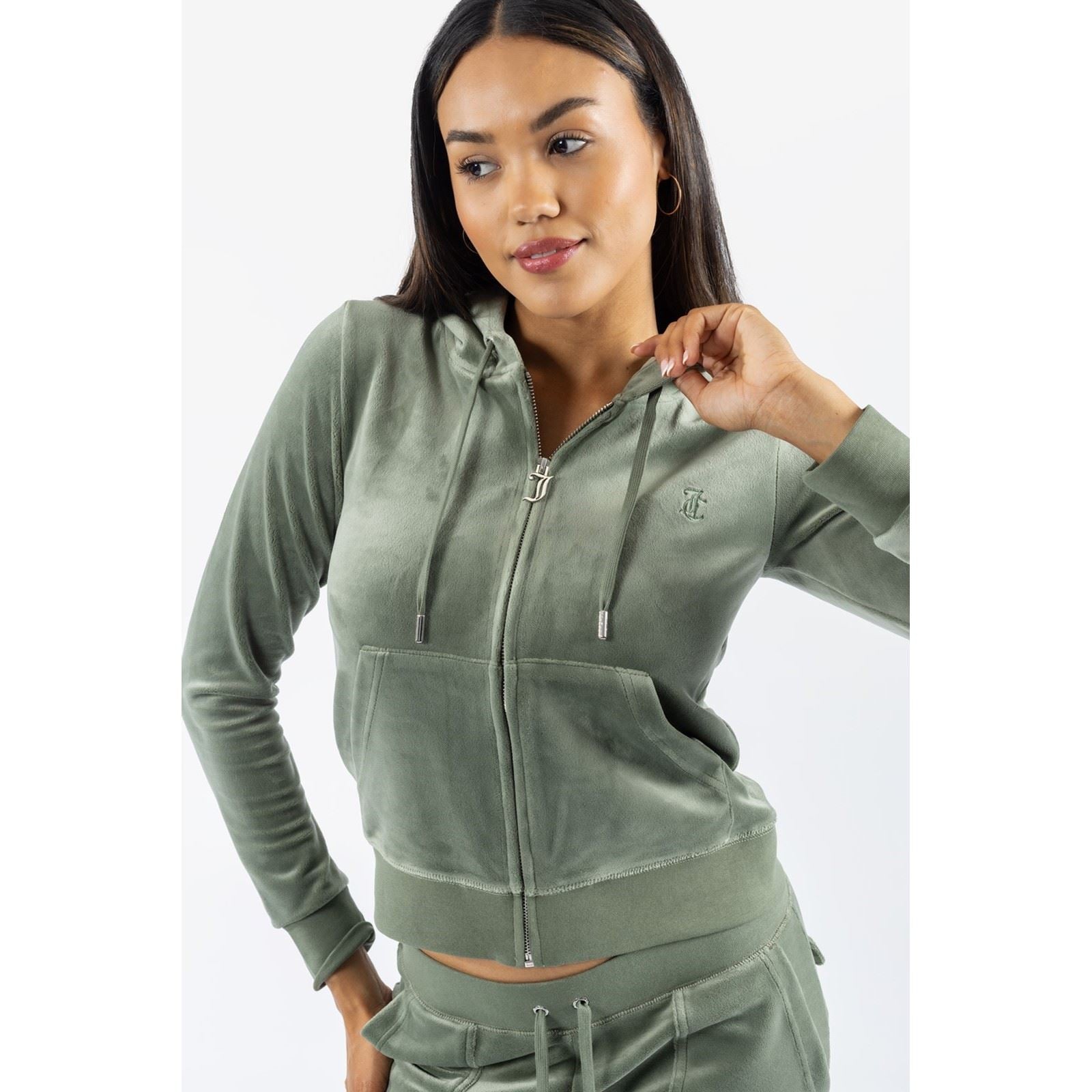 Juicy Couture Robertson Classic Jacket Sweat À Capuche Vert En Polyester Pour Femme