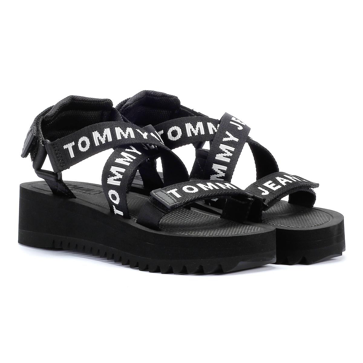 Tommy Hilfiger Flatform Sandales Noires Pour Femmes