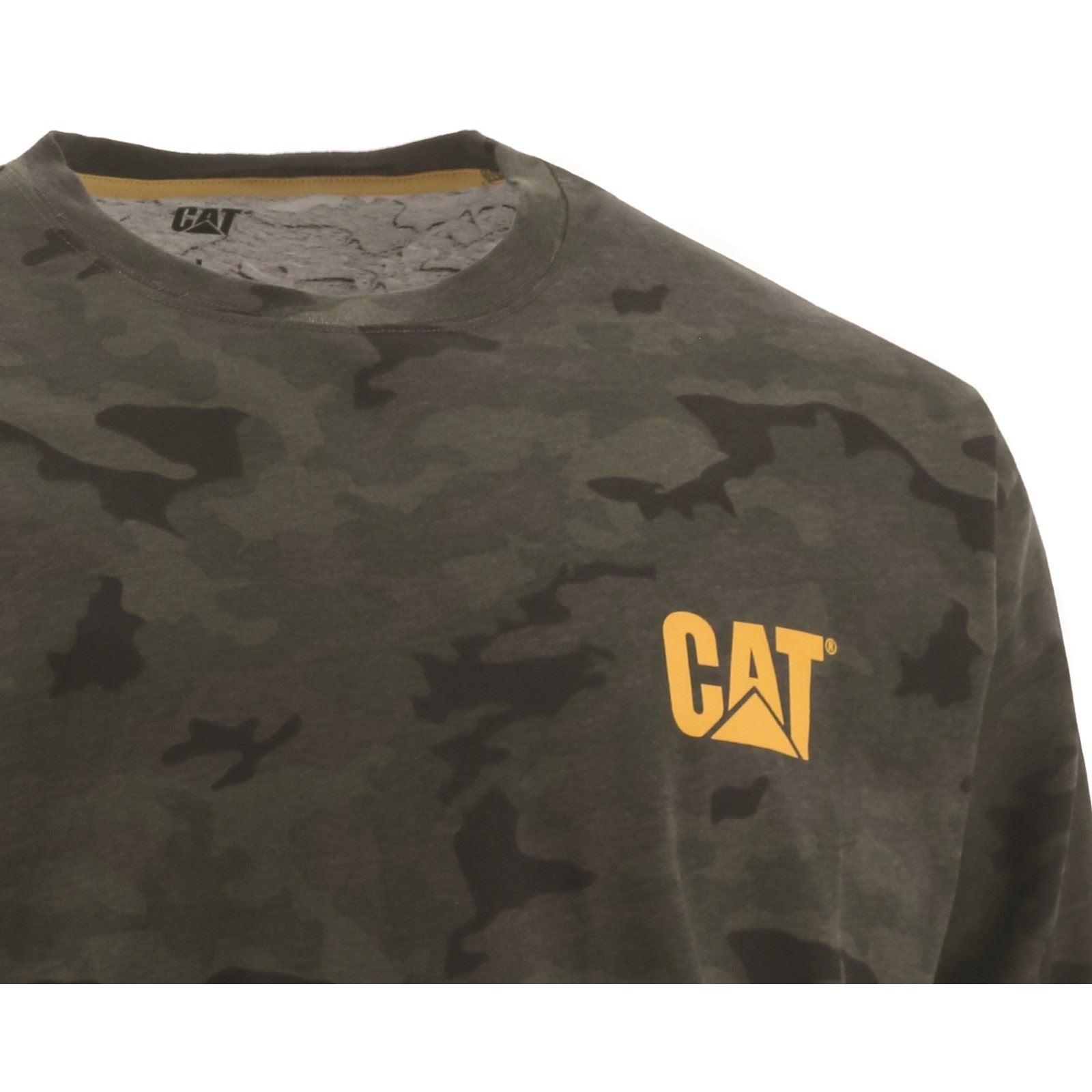 Caterpillar Trademark Banner Long Sleeve T-Shirt Vert En Coton Pour Homme