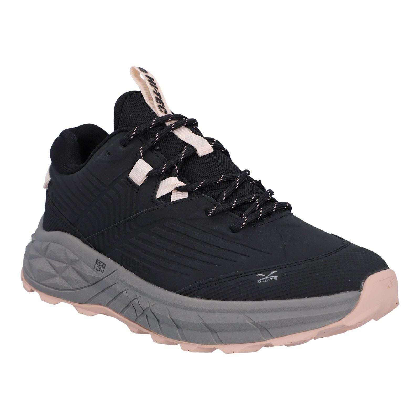 Hi-Tec Fuse Trek Sneakers Pour Femmes En Polyester Noir/gris Ardoise/rose Camée