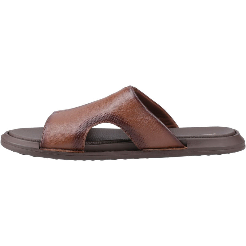 Hush Puppies Callum Slide Sandales Homme En Cuir Marron