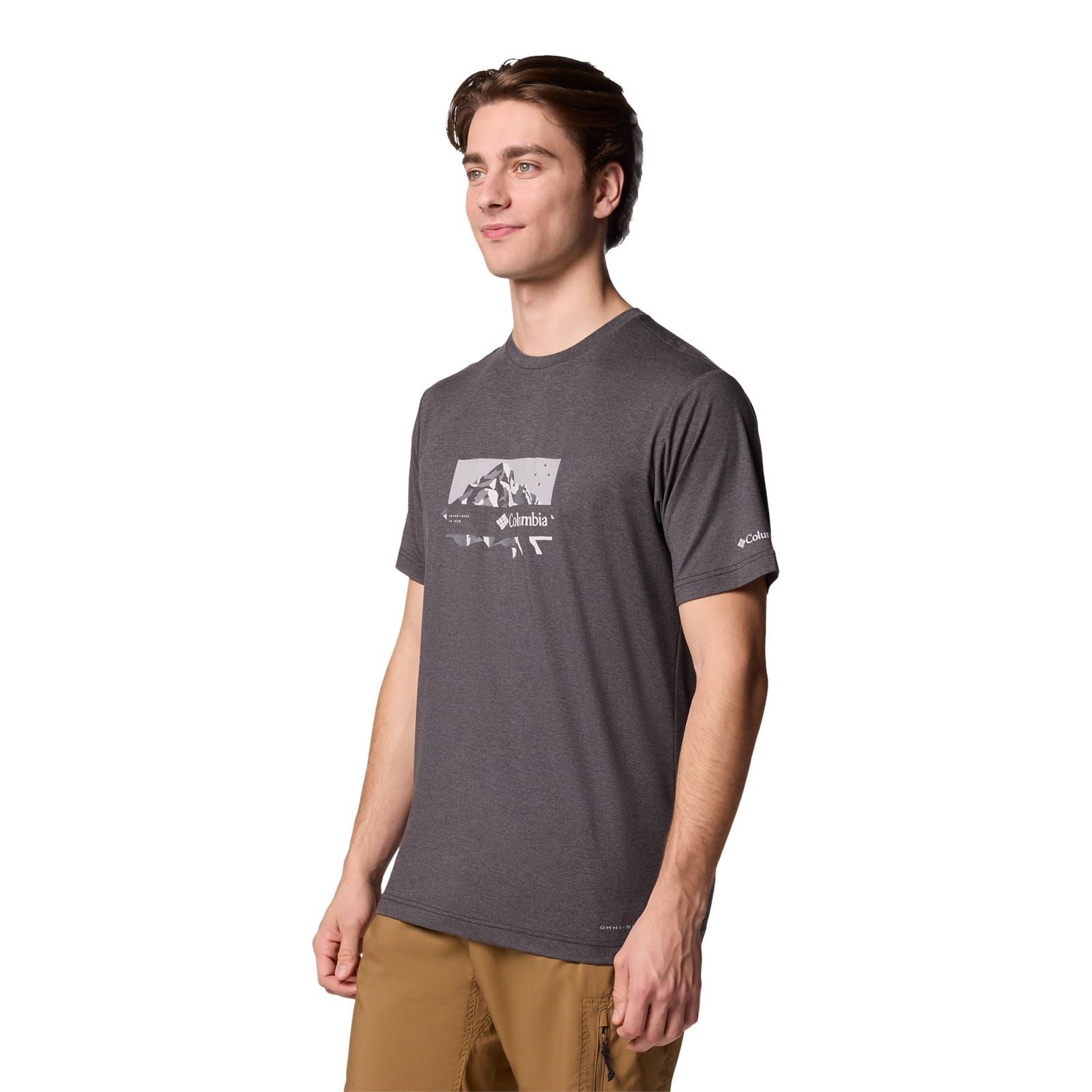 Columbia Kwick Hike Graphic SS Tee T-Shirts Noirs À Manches Courtes Pour Hommes En Polyester