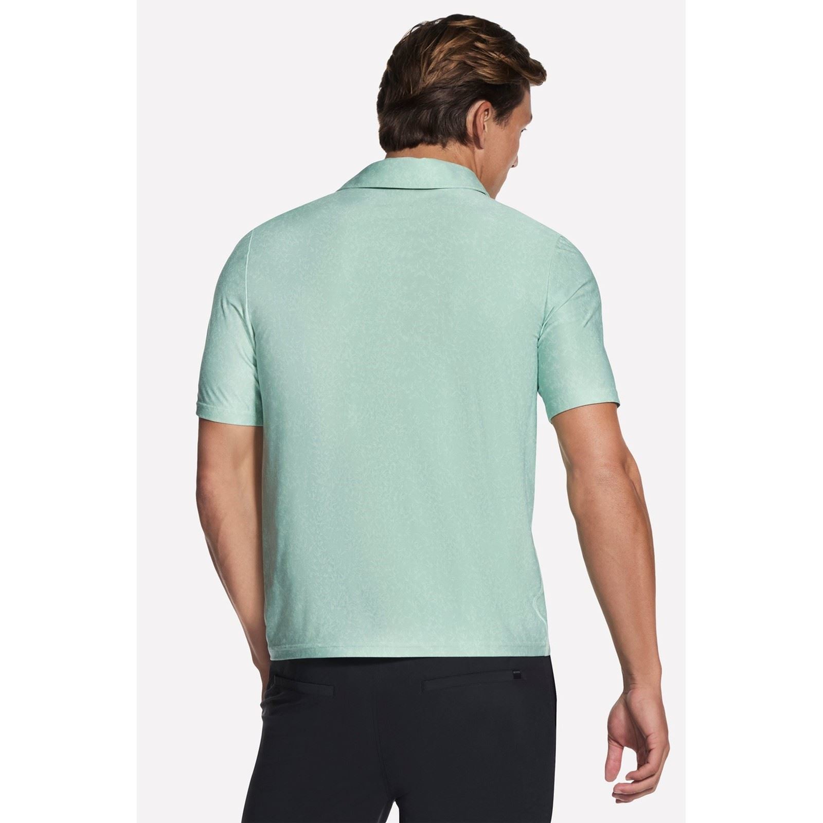 Skechers GO DRI All Day Printed Chemise Polo Verte En Polyester Pour Homme