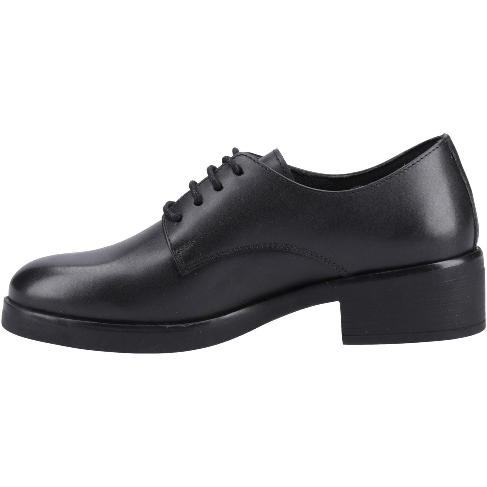 Hush Puppies Anastasia Senior Chaussures À Lacets Noires En Cuir Pour Filles