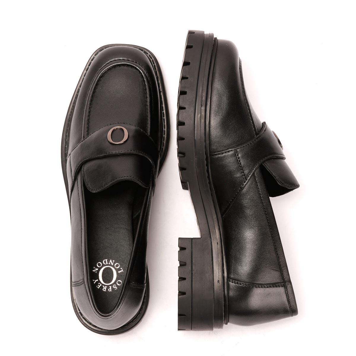 Osprey London The Greenwich Mocassins En Cuir Pour Femmes Noirs