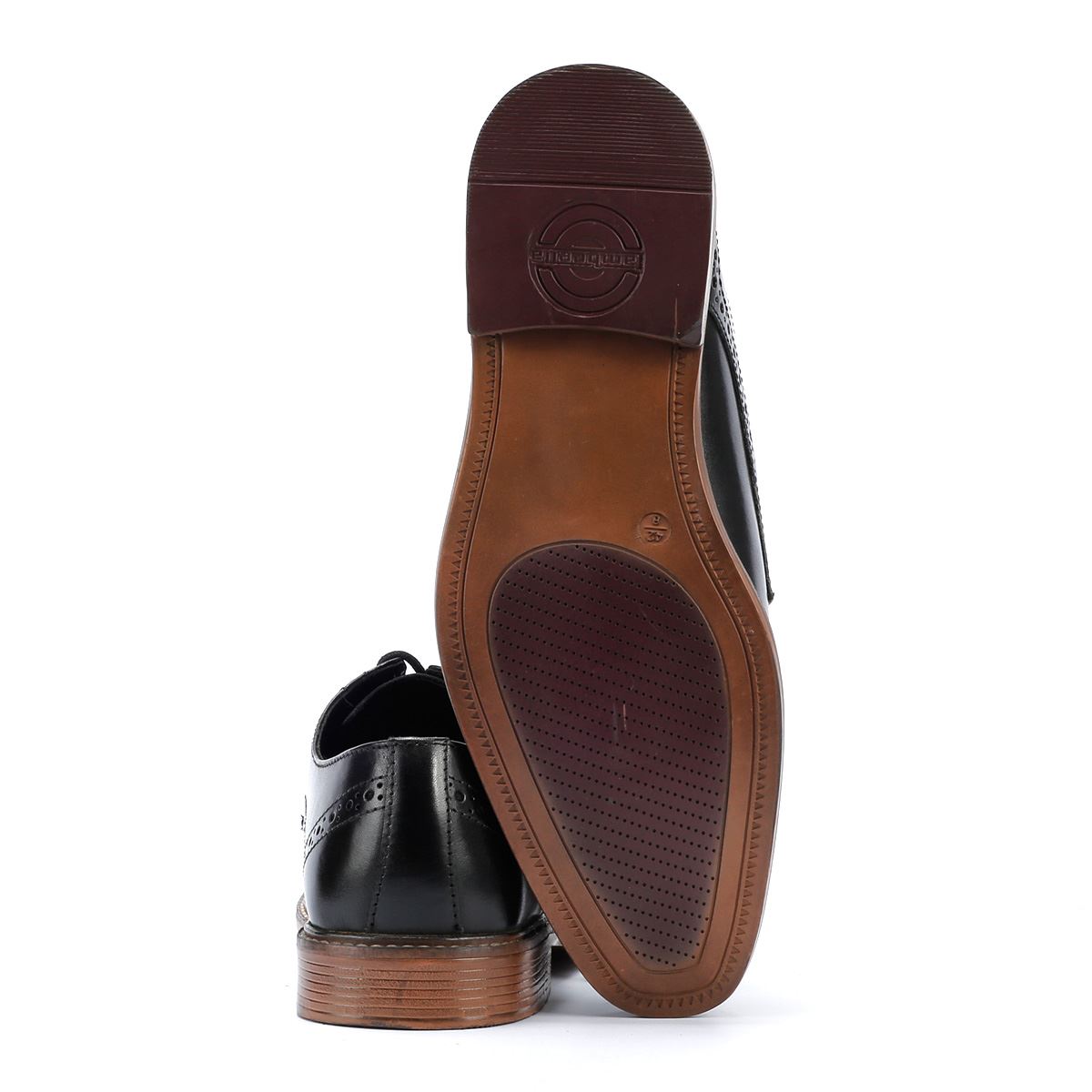 Lambretta Harvey Derby Chaussures À Lacets En Cuir Noir Pour Hommes