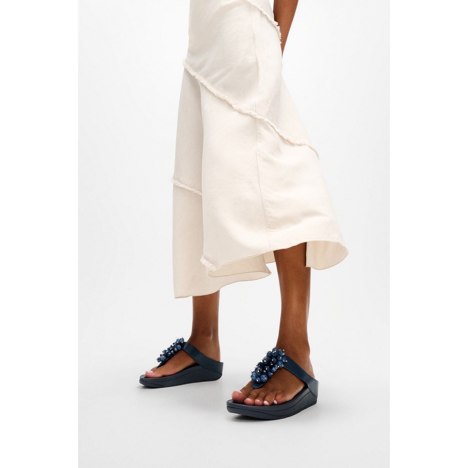 Fitflop Fino Toe-Post Sandales Femmes En Polyuréthane Bleu Nuit