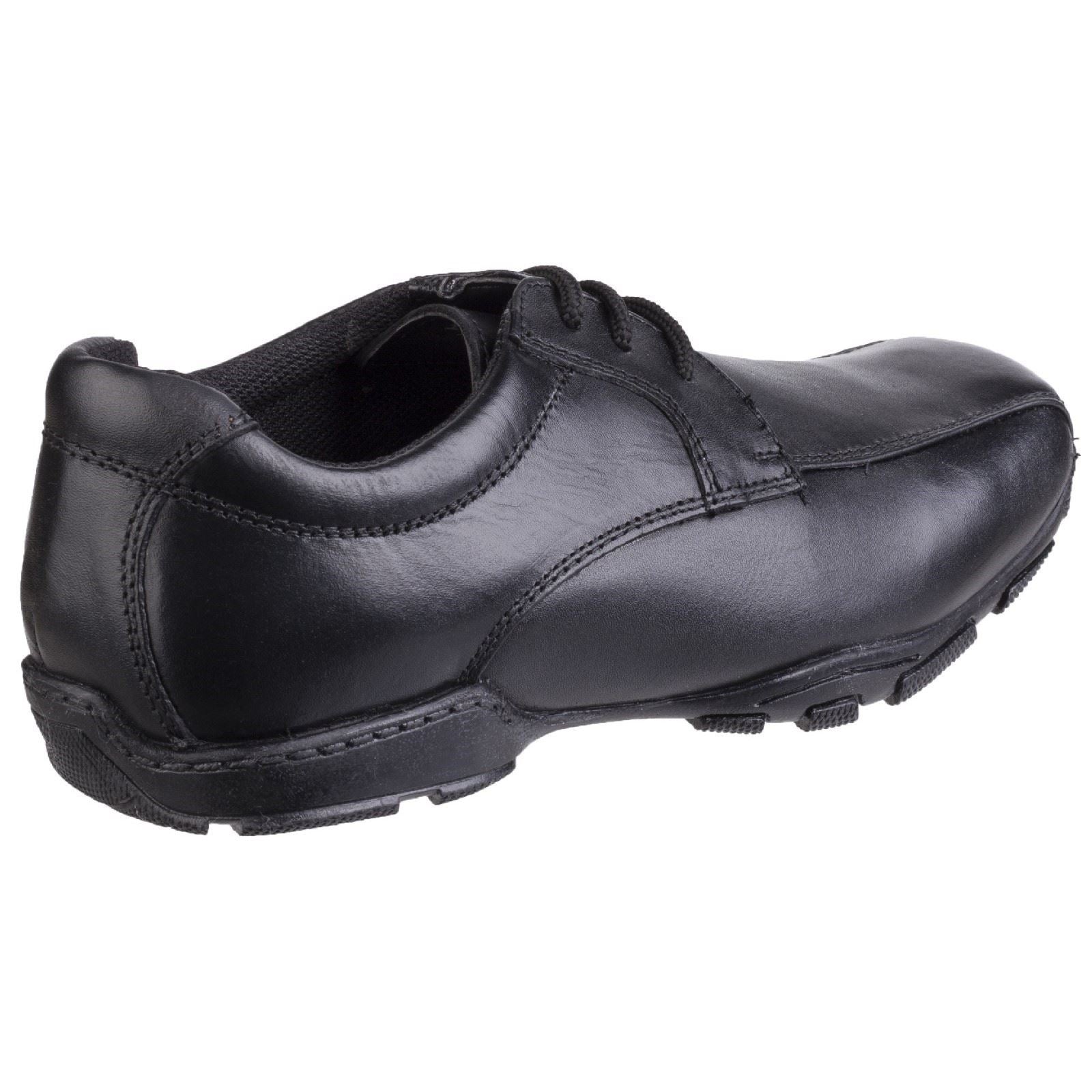 Hush Puppies Vincente Senior Chaussures Noires Pour Garçons En Cuir