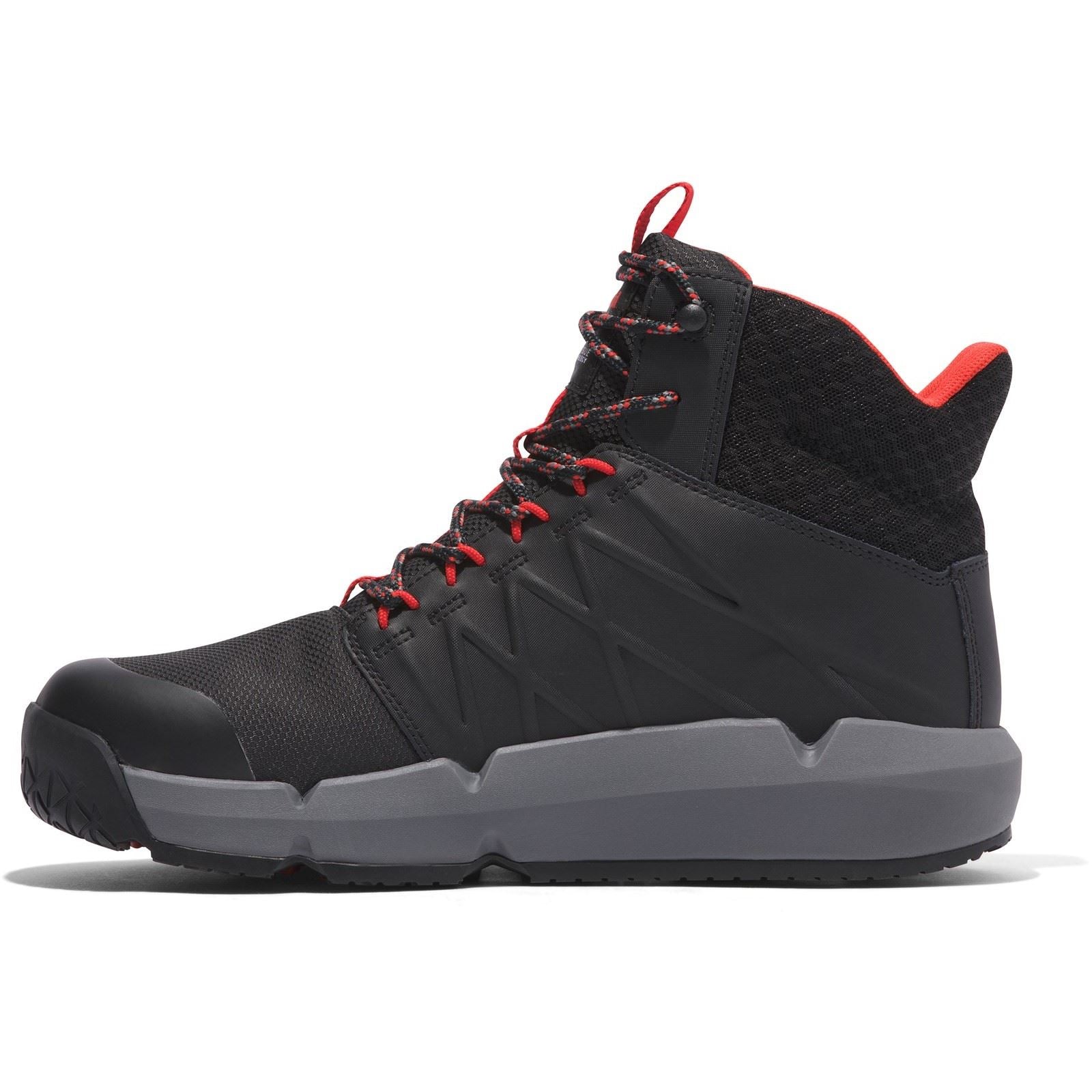 Timberland Pro Bottes De Sécurité Morphix En Cuir Noir/Rouge De Six Pouces