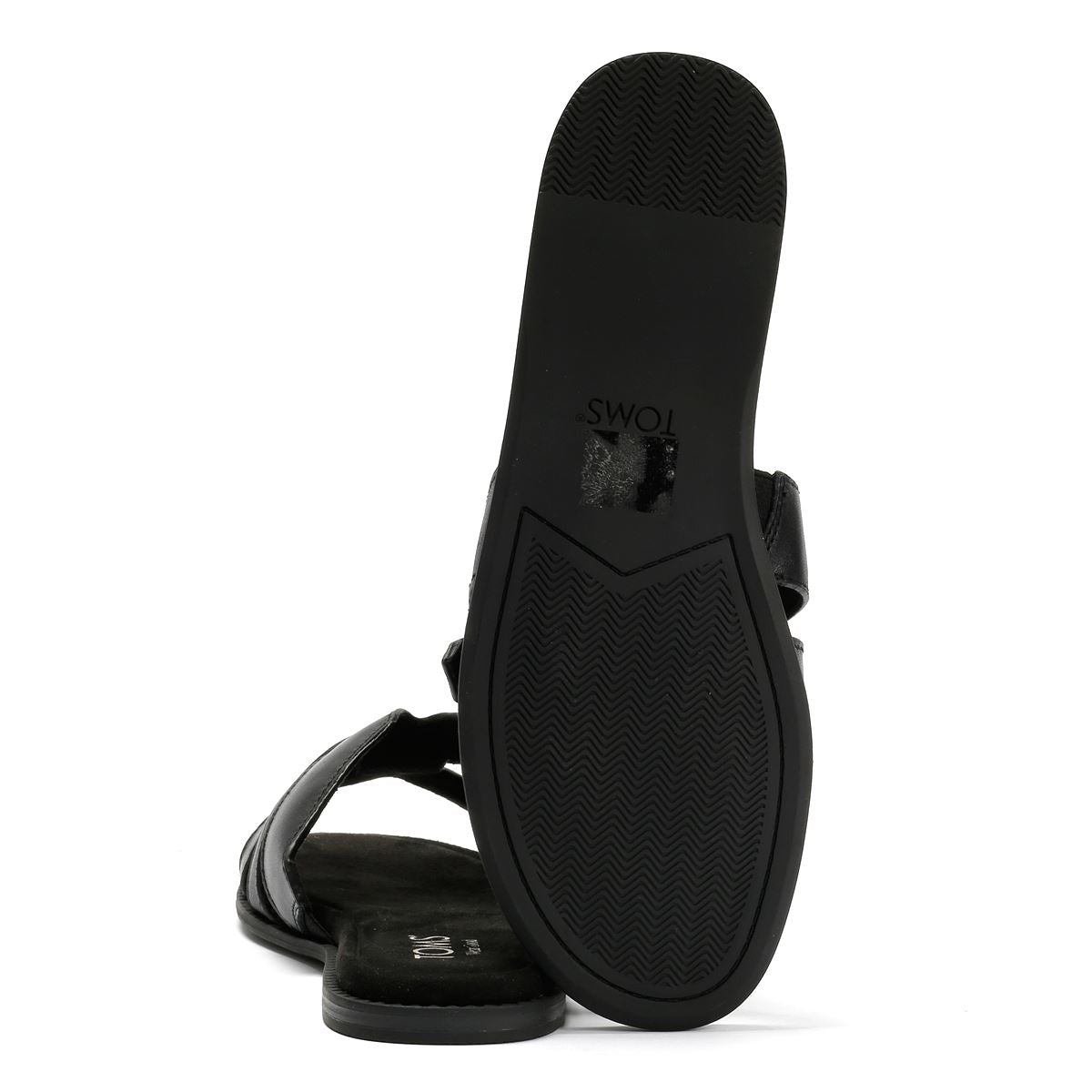 TOMS Sol Mule Sandales Noires En Cuir Pour Femmes