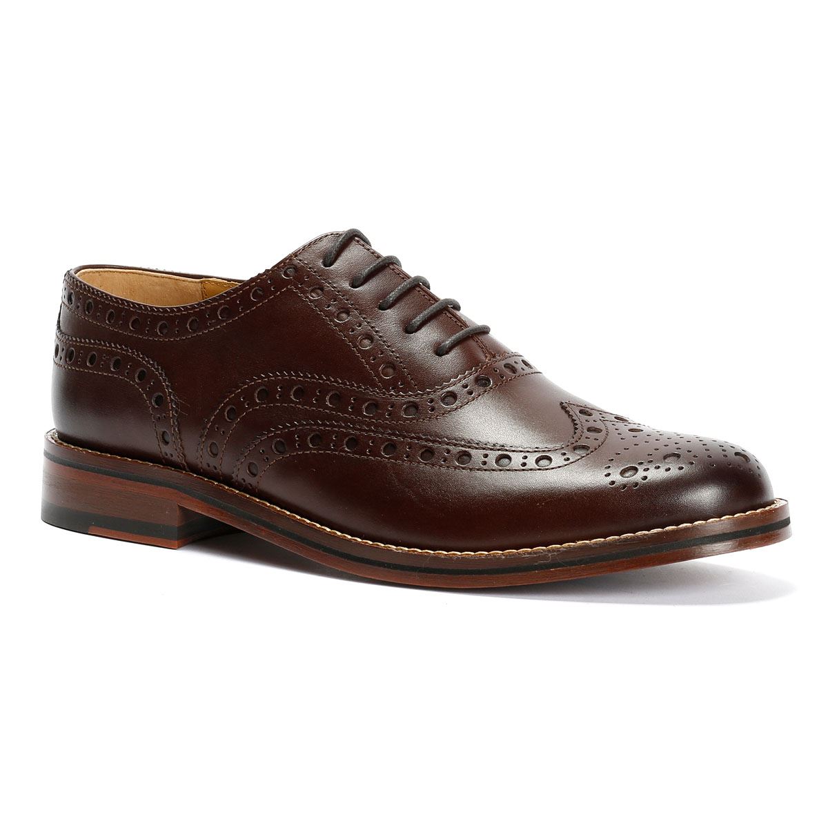 Chapman & Moore Oxford Brogue Chaussures En Cuir Pour Hommes Brunes À Lacets