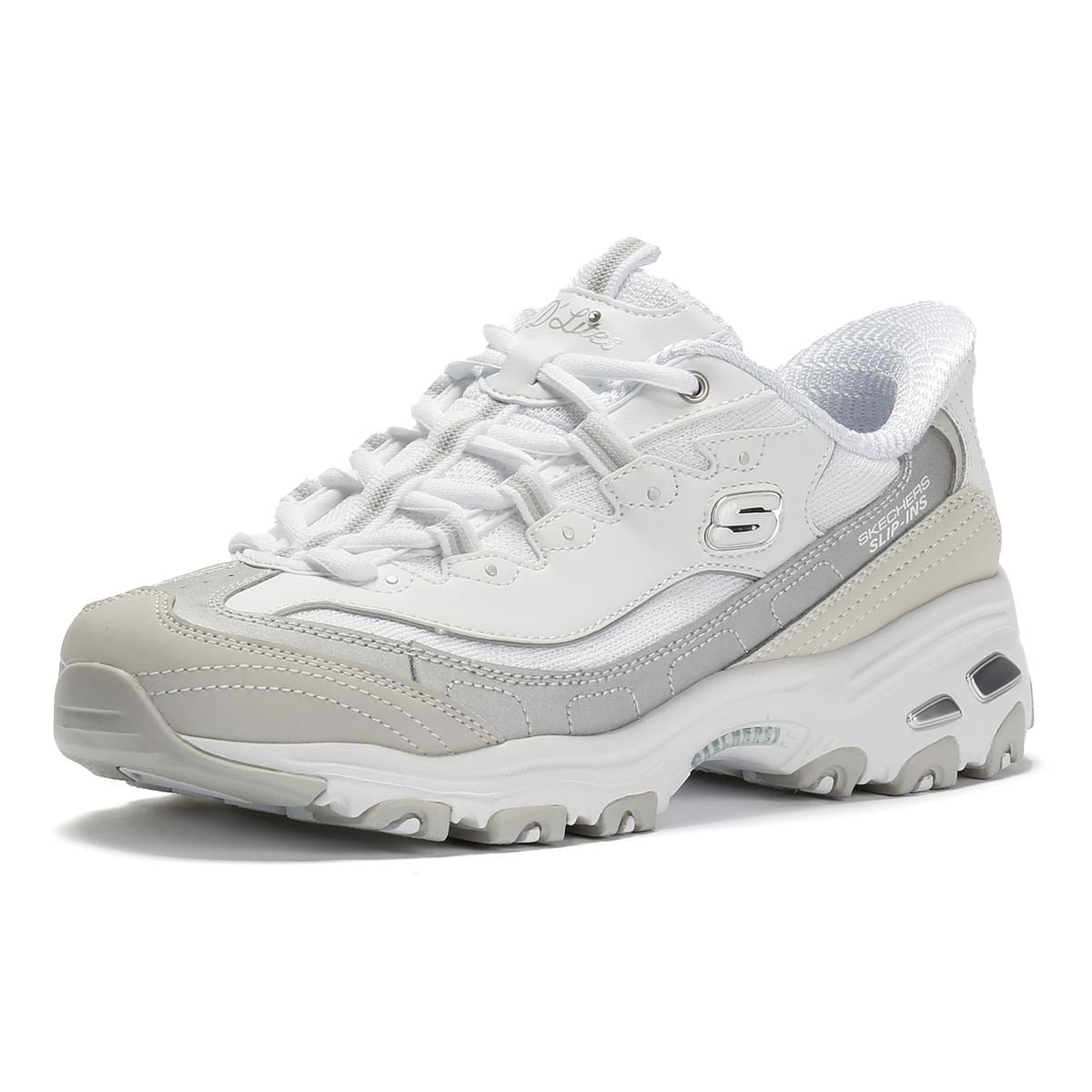 Skechers Slip-Ins D'Lites Smooth Baskets Blanches Pour Femmes